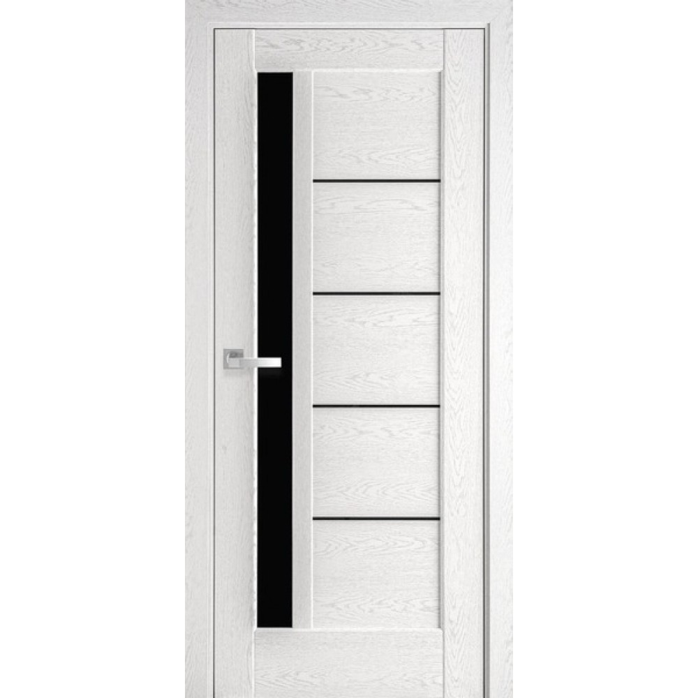 Межкомнатные двери Новый Стиль Грета (с черным стеклом) 2000х600 Патина серая
