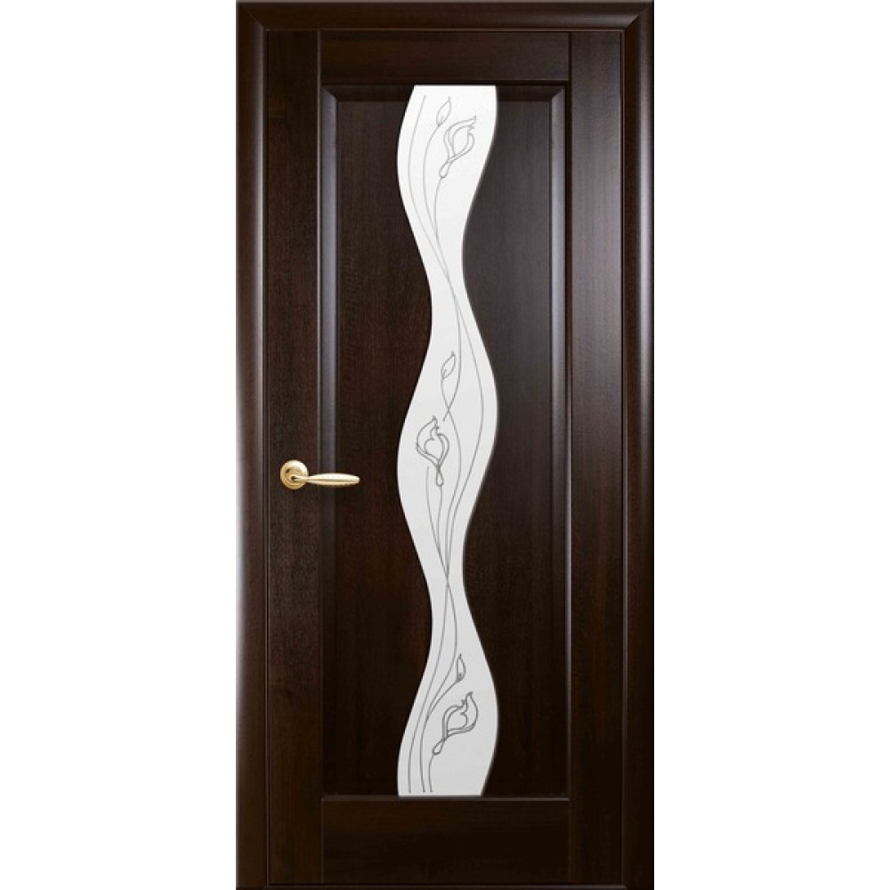 Межкомнатные двери Новый Стиль Волна Р2 (со стеклом сатин) 2000х600 Каштан