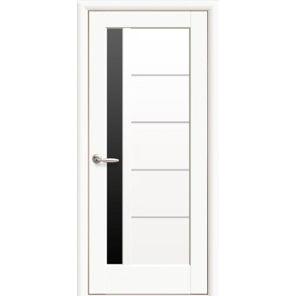 Межкомнатные двери Новый Стиль Грета (с черным стеклом) 2000х600 Белый матовый
