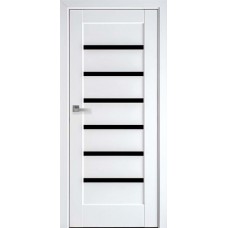 Межкомнатные двери Новый Стиль Линнея (с черным стеклом) 2000х600 Белый матовый