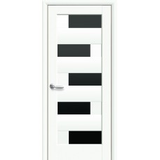 Межкомнатные двери Новый Стиль Пиана стекло  (чёрное стекло) 2000х600 Белый матовый