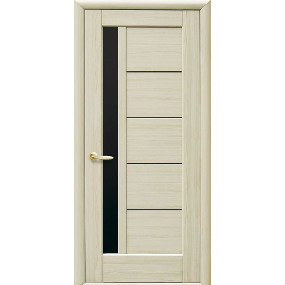 Межкомнатные двери Новый Стиль Грета (с черным стеклом) 2000х900 Ясень