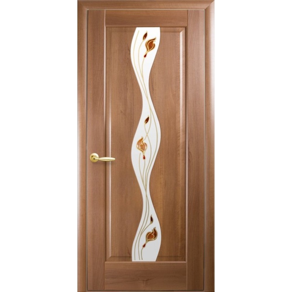 Межкомнатные двери Новый Стиль Волна Р1 (со стеклом сатин) 2000х700 Золотая ольха
