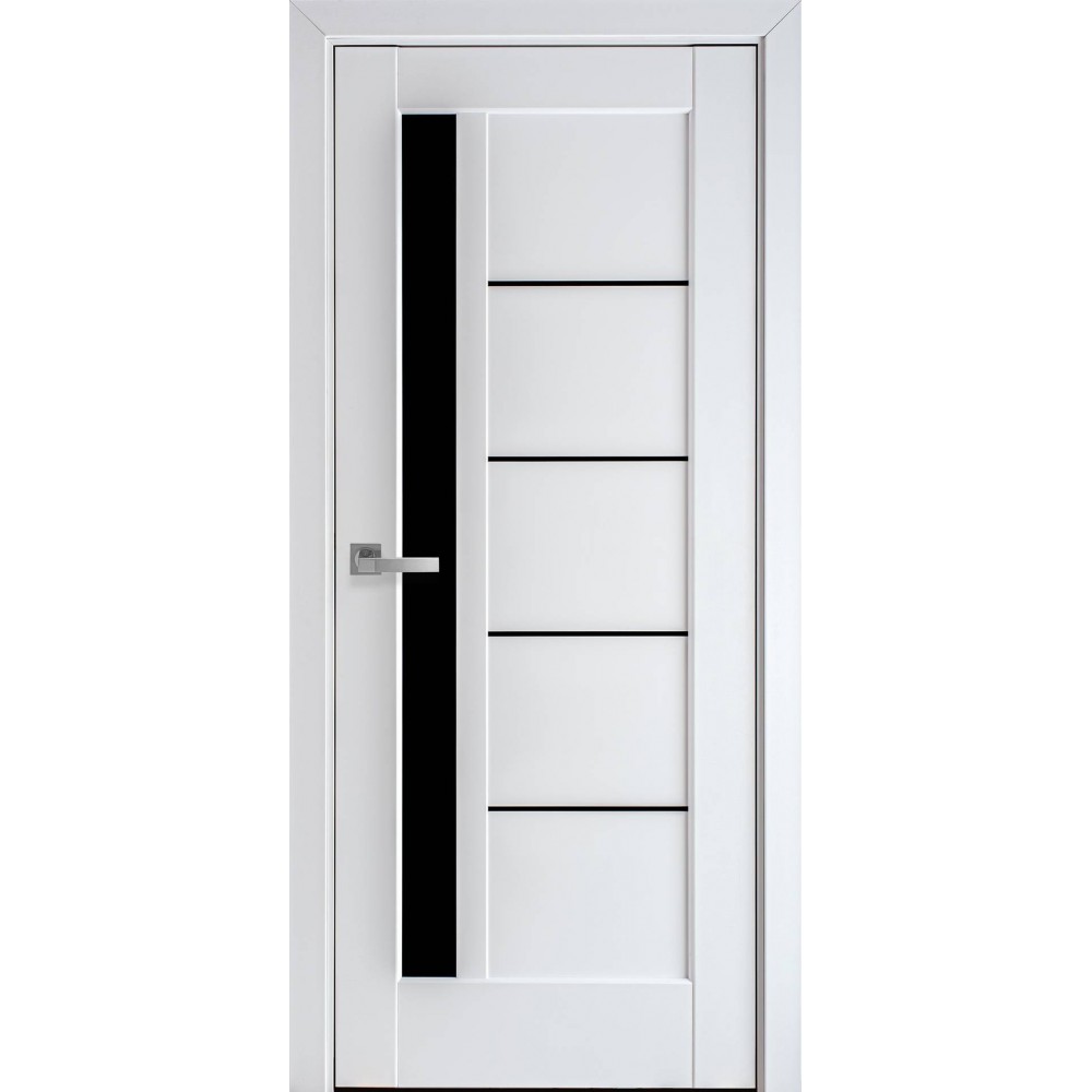 Двері міжкімнатні Новий стиль Грета білий матовий скло чорне 700*2000 мм