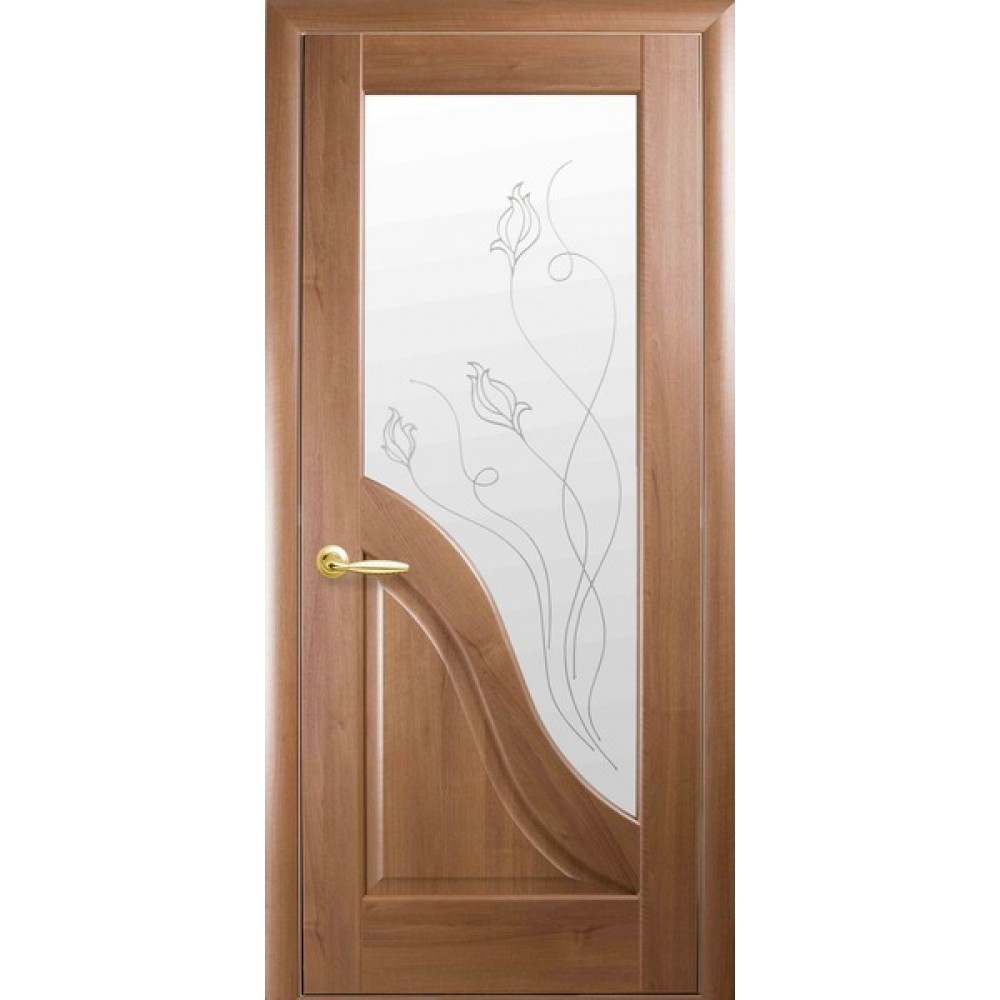 Межкомнатные двери Новый Стиль Амата Р2 (со стеклом сатин) 2000х600 Золотая ольха