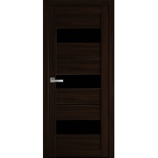 Двери межкомнатные Новый Стиль Лилу Венге Brown с черным стеклом 600*2000