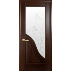Межкомнатные двери Новый Стиль Амата Р2 (со стеклом сатин) 2000х900 Каштан