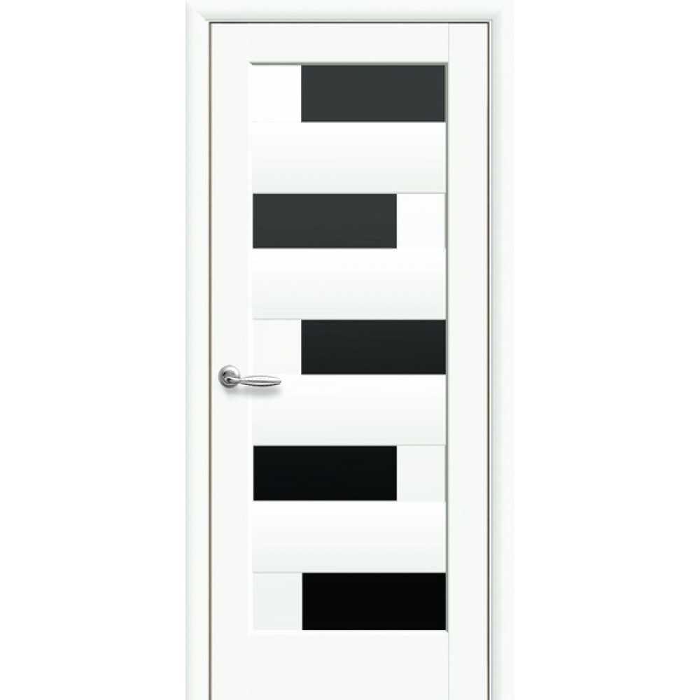 Межкомнатные двери Новый Стиль Пиана стекло (чёрное стекло) 2000х800 Белый матовый