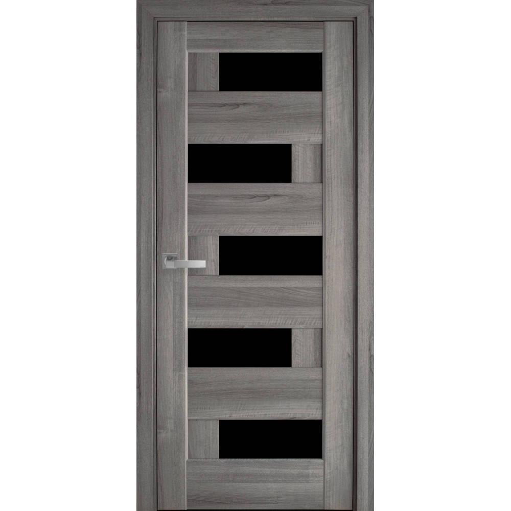 Двери межкомнатные Новый Стиль Пиана (чёрное стекло)  700*2000 Бук пепельный
