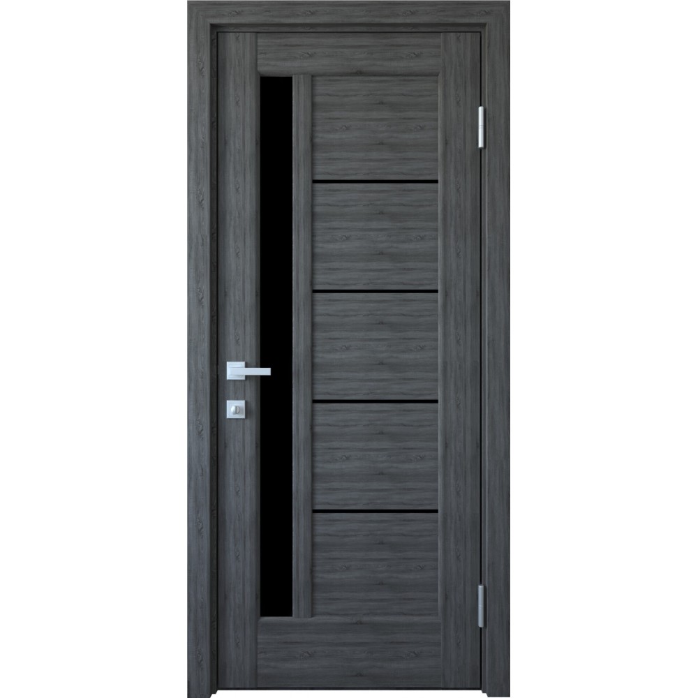 Міжкімнатні двері Новий стиль Грета Грей new скло чорне 800*2000 мм
