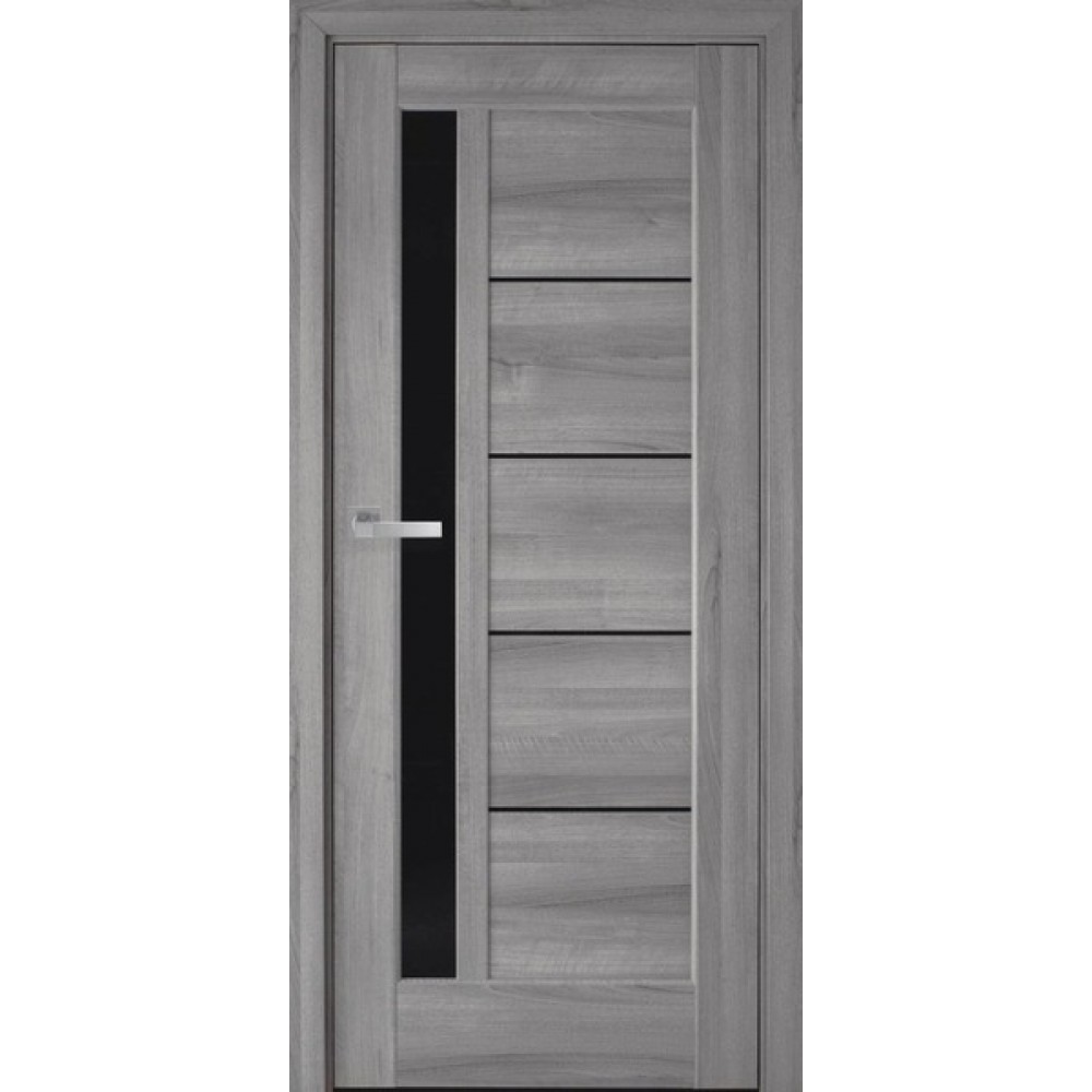 Межкомнатные двери Новый Стиль Грета (с черным стеклом) 2000х900 Бук пепельный