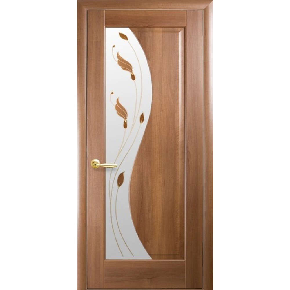 Межкомнатные двери Новый Стиль Эскада Р1 (со стеклом сатин) 2000х600 Золотая ольха