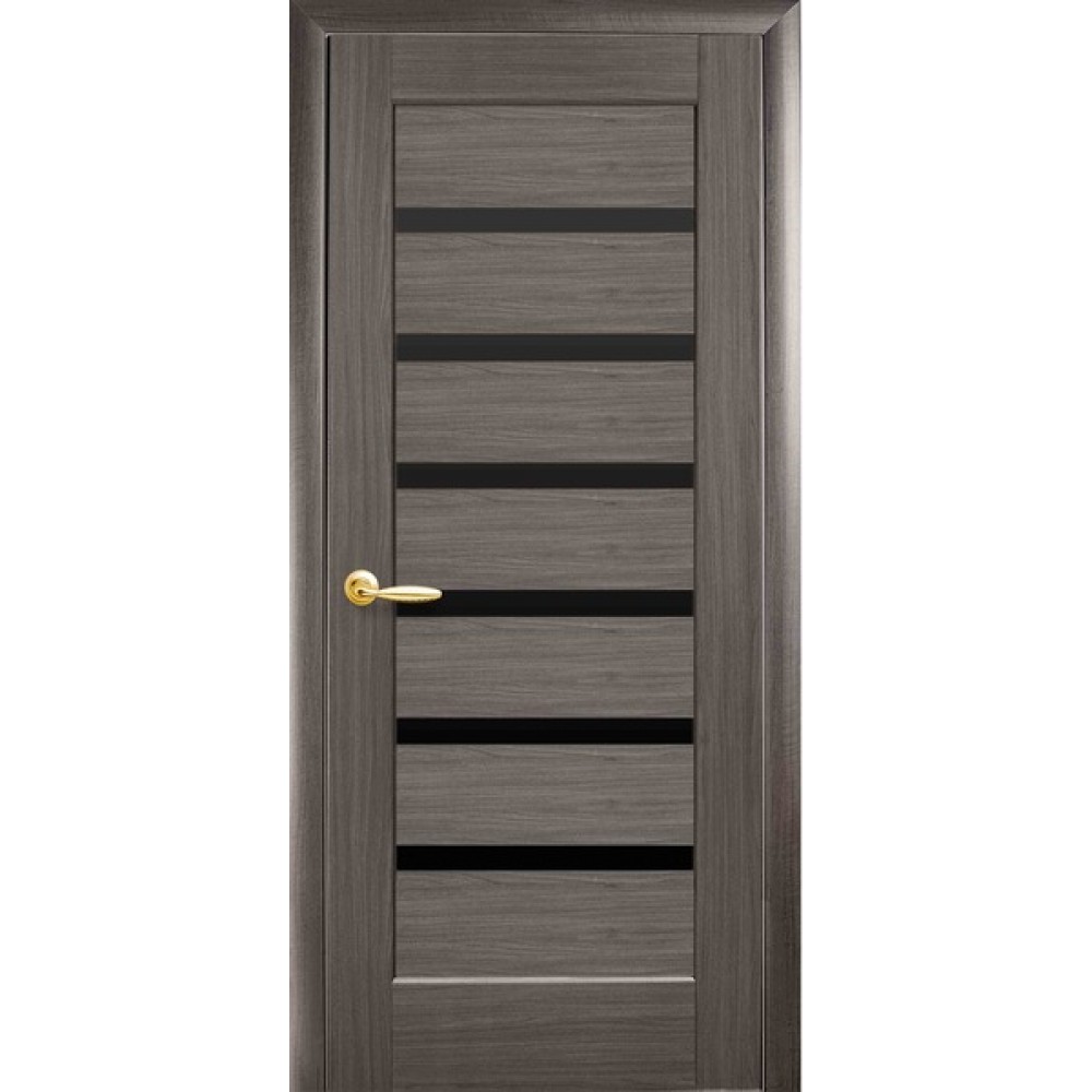 Межкомнатные двери Новый Стиль Линея (с черным стеклом) 2000х600 Grey