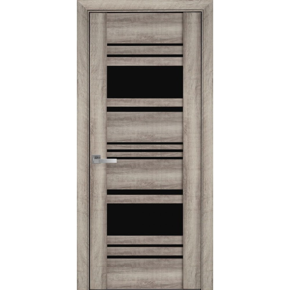 Межкомнатные двери Новый Стиль Ницца BLK Бук Баварский (с черным стеклом) 2000х600