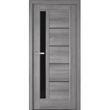 Межкомнатные двери Новый Стиль Грета (с черным стеклом) 2000х700 Бук пепельный
