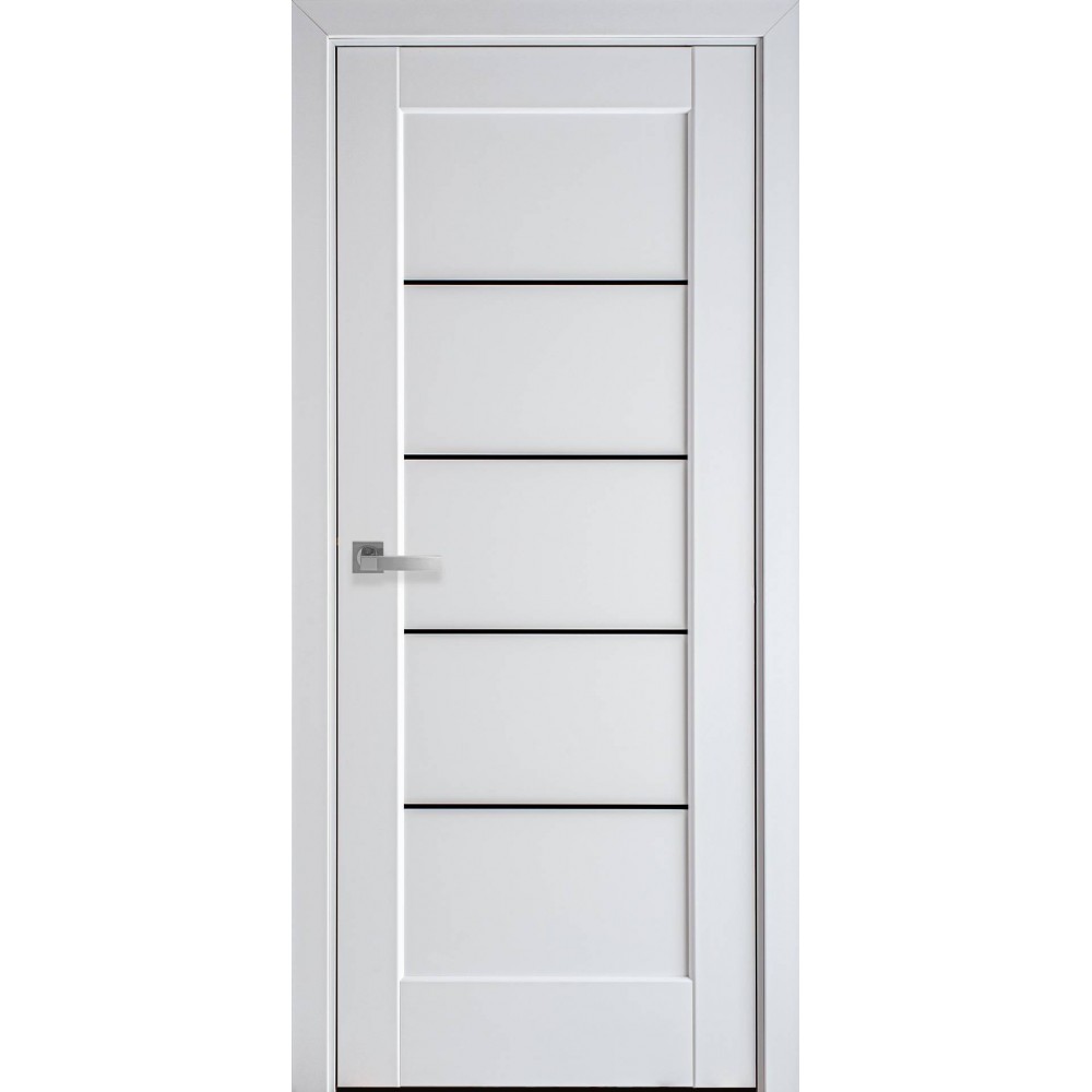 Міжкімнатні двері Новий стиль Міра білий матовий скло чорне 700*2000 мм